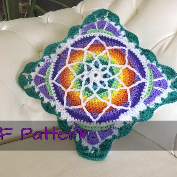 Stained glass boho crochet pillow case