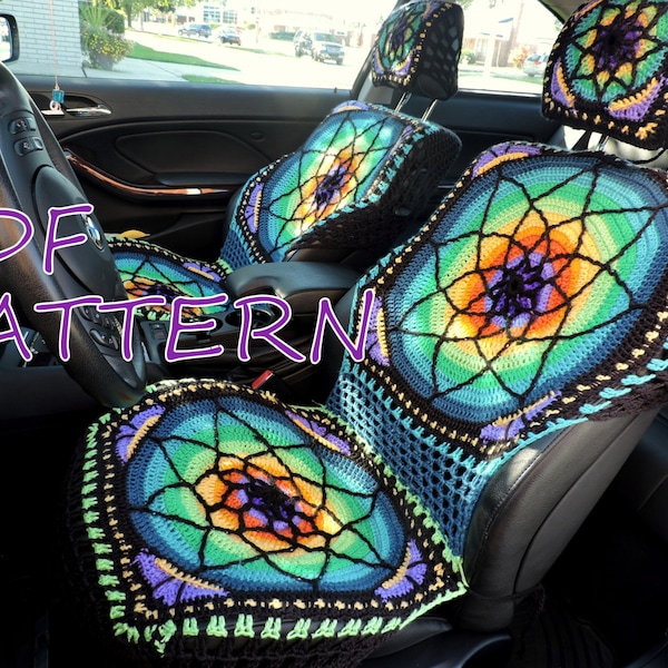 Vibrant crochet seat covers - PDF PATTERN