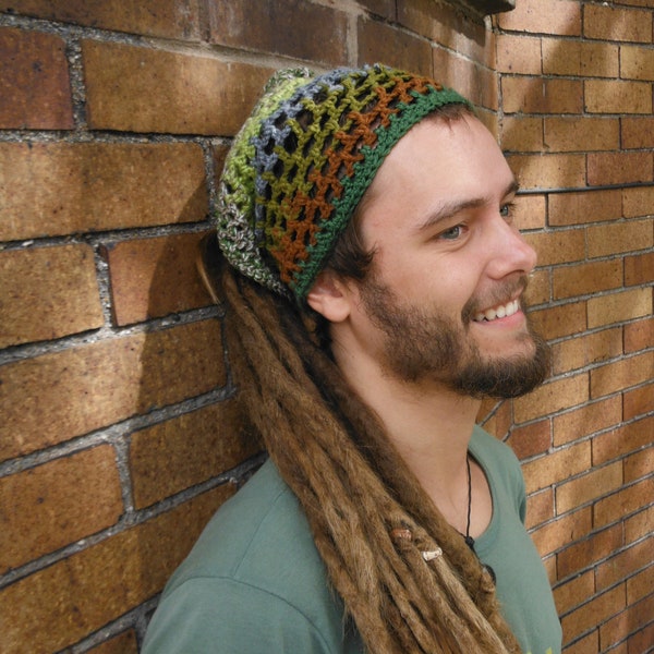 Earthy Crochet Dread Wrap  - - unisex - - custom made