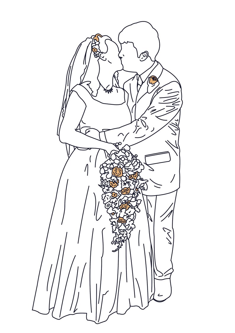 Custom Wedding Formal Line Art Portrait PDF - Etsy