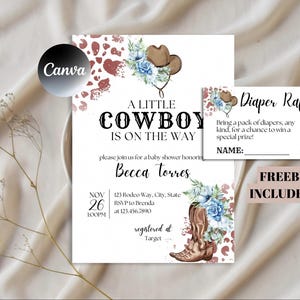 Cowboy Baby Shower,Little Cowboy, is on the Way, Cowboy Shower Invite,Cowboy Invitation,Western Baby Shower,West Baby,Rodeo Baby Invite