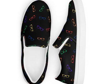 Eyeglass Print Women’s slip-on canvas shoes