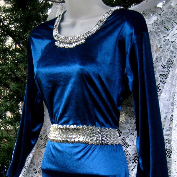 Joan of Arc style PLUS SIZE xl to 1x dress GLASS Jewel Collar gown of velour Norse Viking 1980s 80s beaded dress, adult Rhinestones dress