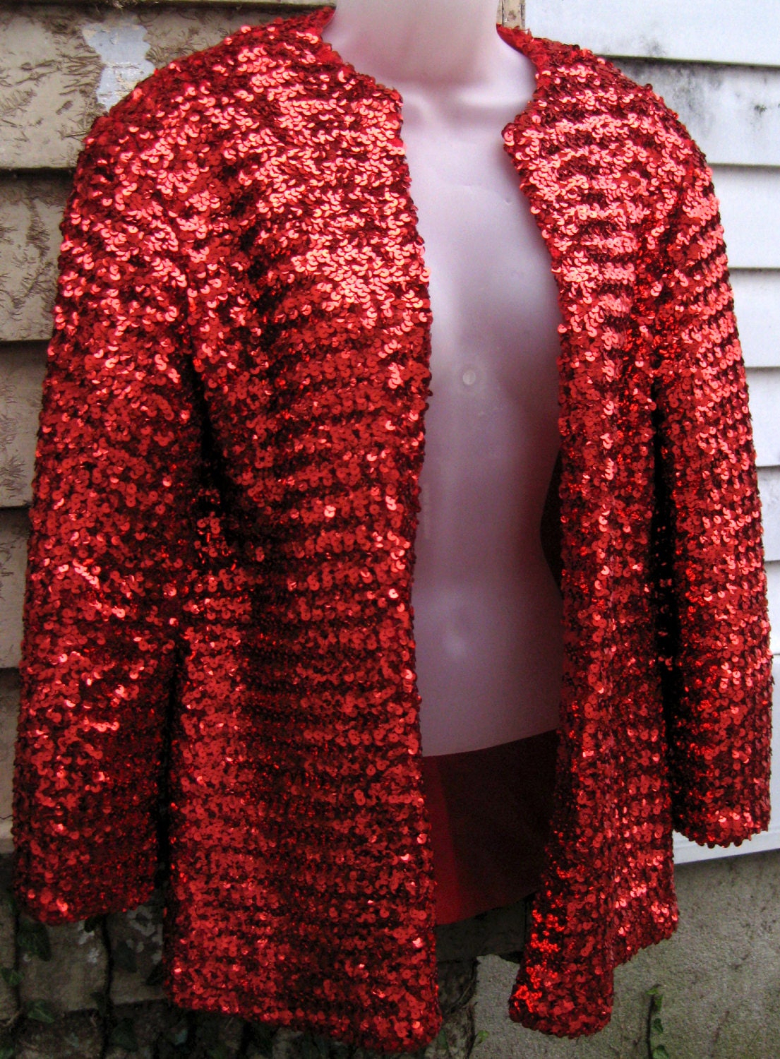 red sequin suit jacket