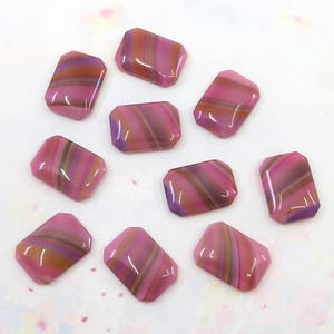 Joyas de cristal alemanas vintage, color rosa frambuesa, arcoíris, octágono de 18 x 13 mm, 2 piezas