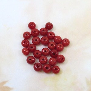 Vintage Japanese Glass Beads, Brick Red Glass Beads, Accent Beads, 4-5mm, 30 pieces