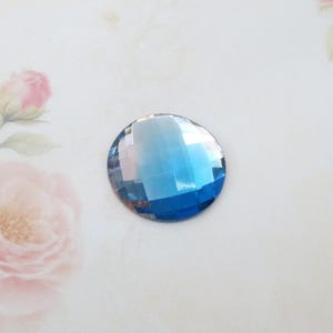 Vintage West German Glass Cabochon, Aquamarine Light Rose Glass Cab, 30mm round, 1 piece