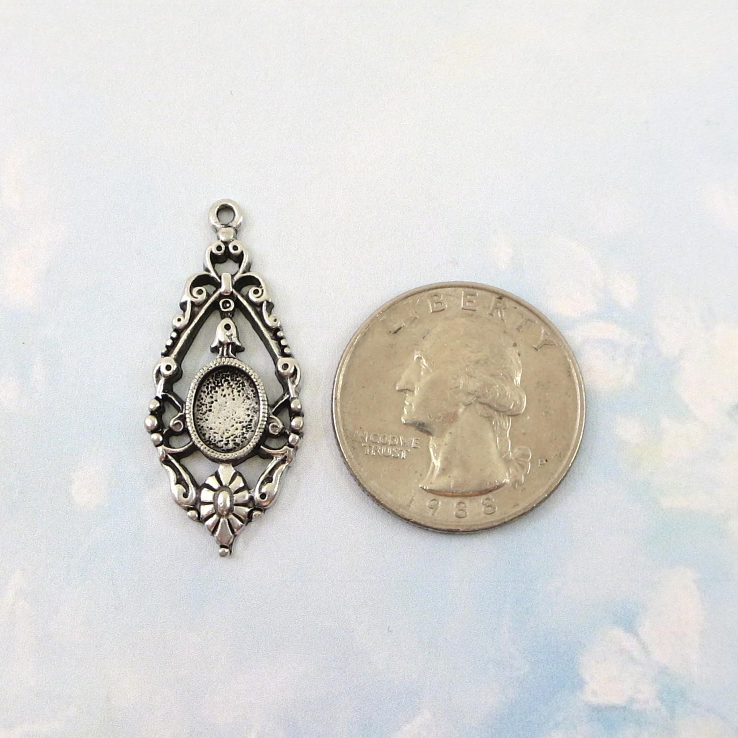 1928 Jewelry Company Pendant, Antiqued Silver, 8x6mm Mount Setting