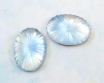 Vintage German Glass Jewels, Starburst Jewels, Ice Blue Givre, 18x13mm, 2 pieces