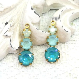 Swarovski Layered Crystals, Austrian Crystal Drops, Triple Layer, Earring Dangles, 23mm, 2 pieces