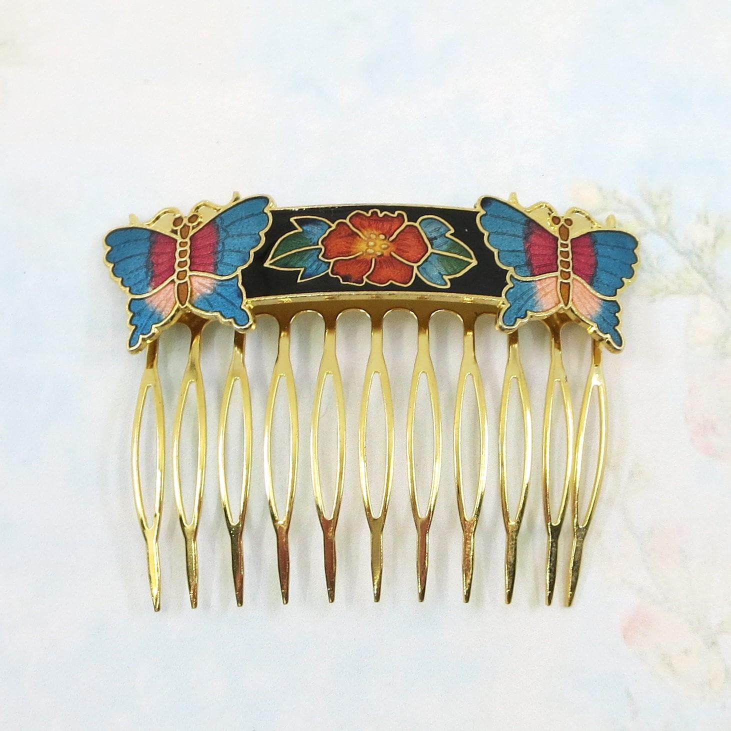 Elegant Cloisonne Butterfly Hair Comb, One Call Out* See Photos* Cloisonne Butterfly Comb - Etsy main image 4
