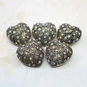Vintage Rhinestone Heart Brooch, Heart Pin, 1 piece