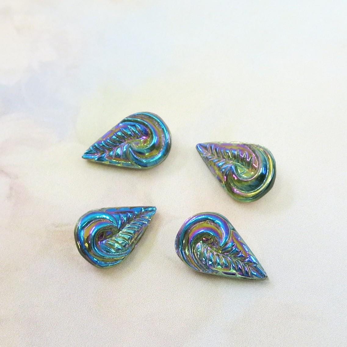 Iridescent Rhinestone Rainbow Iridescent Glass Rhinestones, RARE Vintage West German, 13x8mm ...