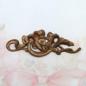 Vintage 1930&#39;s Brass Finding, Art Nouveau, Old Decorative Brass Stamping, 63mm, 1 piece