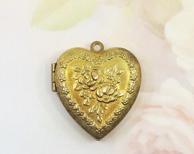 Heart Locket Patterns Brass Heart Locket, Flower Heart Locket, US Made, Raw Brass, 28mm, 1 ...