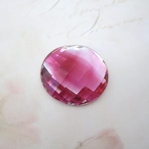 Vintage West German Glass Cabochon, Rose Crystal Glass Cab, 30mm round, 1 piece