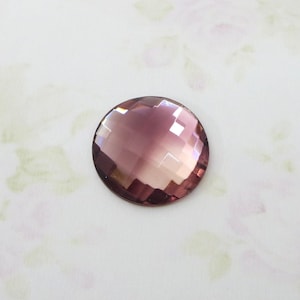 Vintage West German Glass Cabochon, Amethyst Rose Glass Cab, 30mm round, 1 piece
