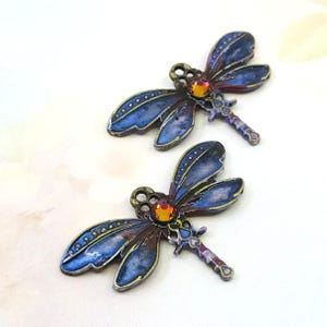Pendentifs libellules, libellules peintes à la main, ensemble de 2 pièces