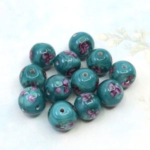 Vintage Glasperlen, Rosen, 10 mm, 4 Stück