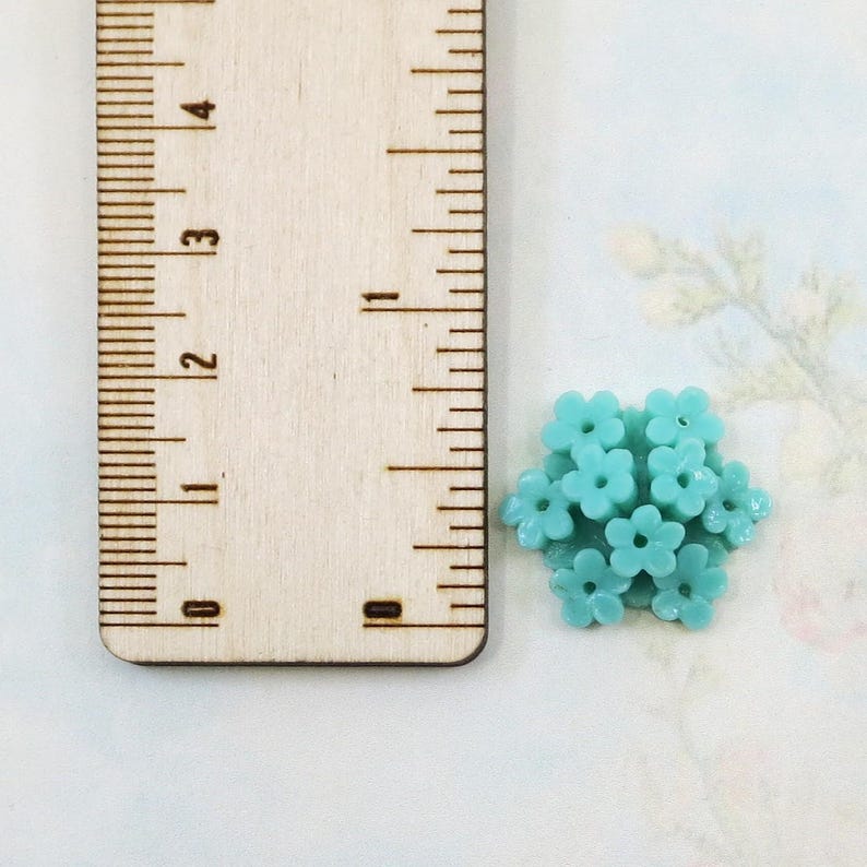 Cluster Ruller Vintage Japanese Celluloid Flower Bouquet, Turquoise Green, 22mm, 1 ...