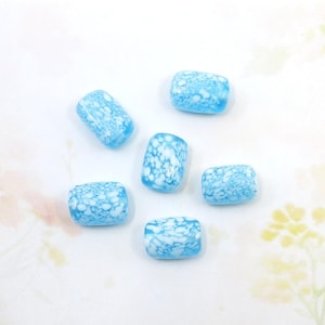 Vintage Japanische Glasperlen, Vintage Melierte Blau Weiße Perlen, 2 Stück