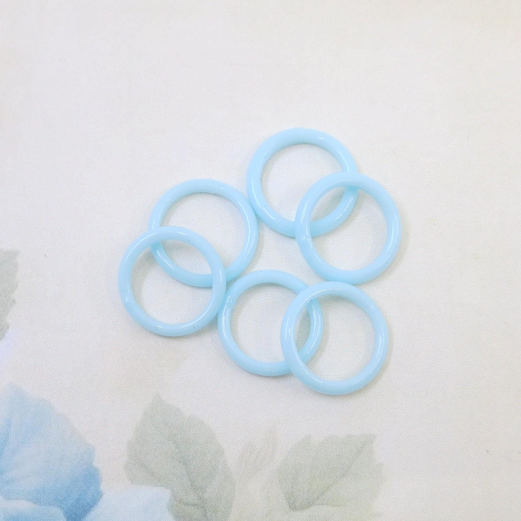 Vintage Japanese Glass Rings, Robin Egg Blue, 16mm, 6 pieces