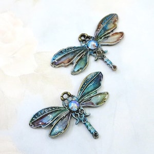 Pendentifs libellules, libellules peintes à la main, ensemble de 2 pièces