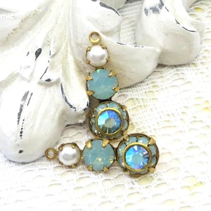Swarovski Layered Crystals, Austrian Crystal Drops, Triple Layer, Earring Dangles, 23mm, 2 pieces