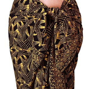 Black Beach Sarong Wrap Skirt or Dress - Island Luxe Batik Pareo - Mens or Womens Lavalava