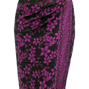 Hawaiian Beach Sarong Wrap Skirt - Plumeria Flowers Sarong - Island Luxe Batik Pareo