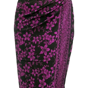 PLUS SIZE Hawaiian Beach Sarong Wrap Skirt or Dress - Plumeria Flower Batik Pareo