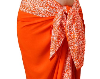 PLUS SIZE Sarong - Orange & White Sarong - Women's Plus Size Clothing