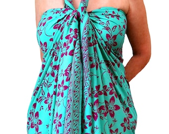 Falda envolvente de sarong de playa hawaiana de talla grande - Plumeria Flower Sarong - Batik Pareo