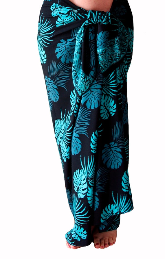 Hawaii Pareo Sarong Blue Turtle// Floral PLUS SIZE Beach Pool Coverup Wrap Dress