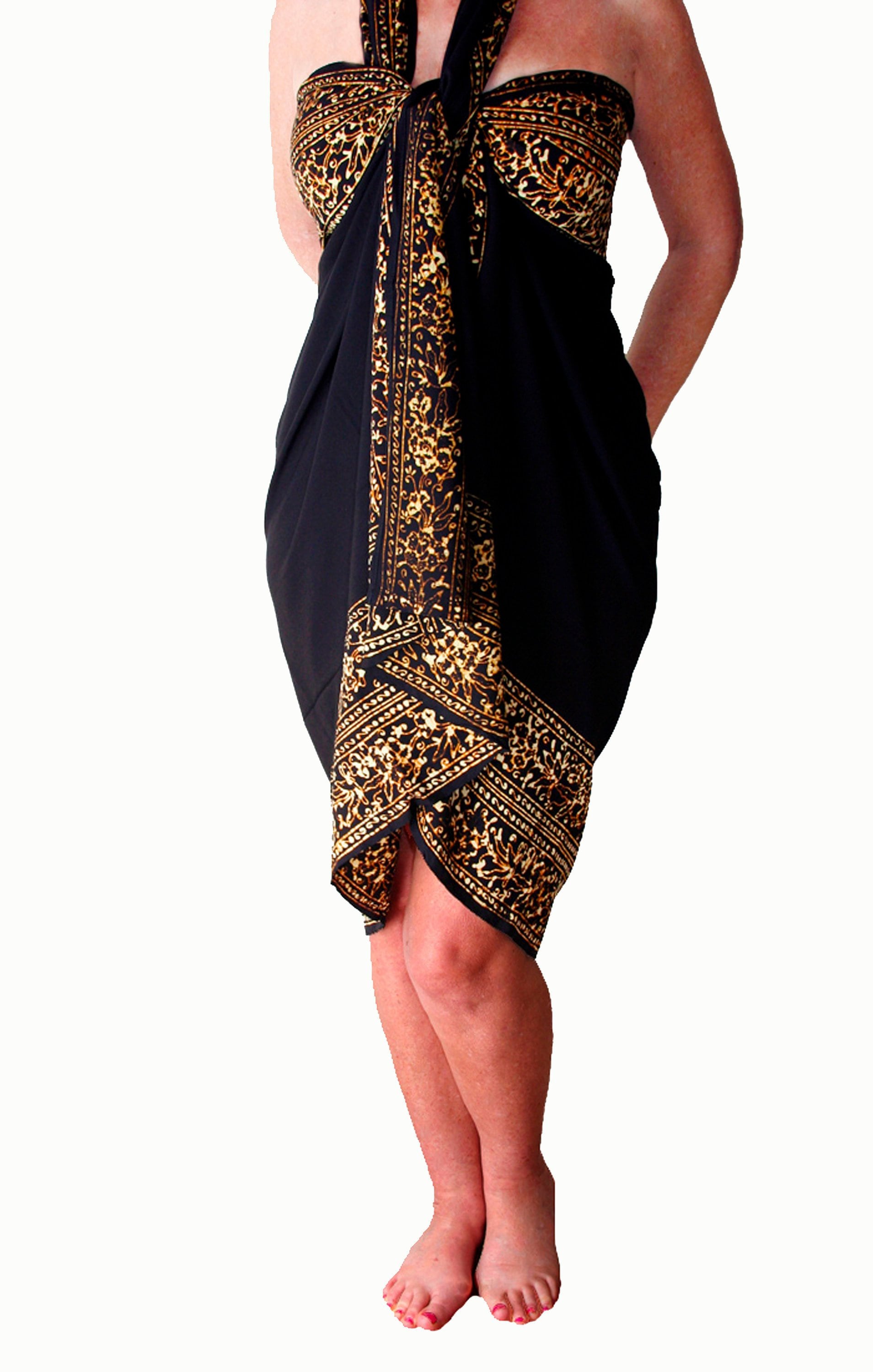 Black Beach Sarong Wrap Skirt or Dress Black & Golden Brown - Etsy ...