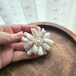 Vintage Large Baroque Pearl Brooch - freshwater flower pin