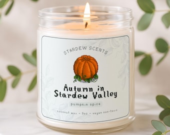 Stardew Valley Autumn / Fall Scented Candle in glass, cozy gaming, gamer gift (9oz)
