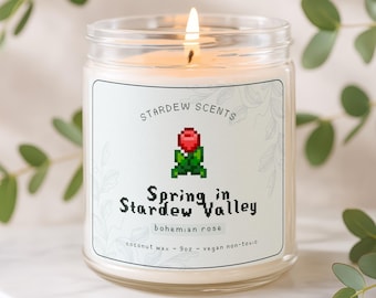 Stardew Valley Spring Scented Candle in glass, cozy gaming, gamer gift (9oz)
