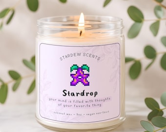 Stardew Valley Stardrop Scented Candle in glass, cozy gaming, gamer gift, personalized (9oz)