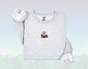 Embroidered Stardew Valley Sleepy Cat Sweatshirt, Pixel Art, Cozy Gamer Gift, Embroidery