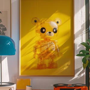 Sunny Bear Printable Art Print, Whimsical Bear AI Wall Art, Aesthetic Bear Poster, Bear Wall Décor, Fun Quirky Bear Printable Art, Digital