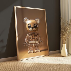Brown Teddy Bear Printable Art, Futuristic Bear Animal Wall Art Digital, Vibrant Robotic Bear Art Prints, Bear Wall Décor, Bear Lovers