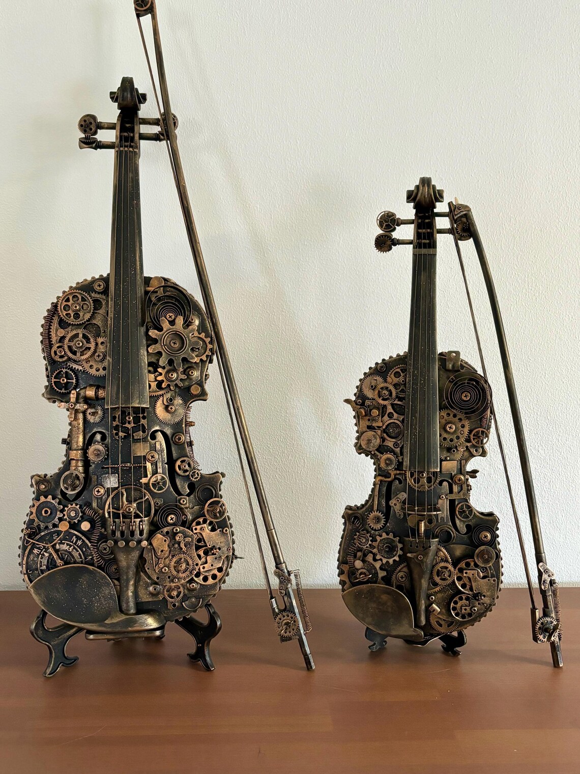 Steampunk Violin With Gears and Metal Elements Musical Instrument With ...