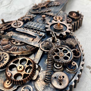 Elektrische steampunkgitaar van gears and metal muziek muurkunst decoratieve gitaar metal