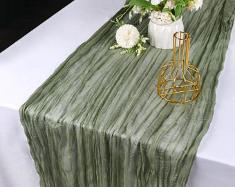 Sage Green Cheesecloth Table Runner (2 Pack): 10FT Rustic Boho Gauze