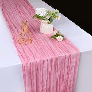2 Pack 10FT Dusty Light Pink Cheesecloth Table Runners Gauze Rustic Boho 35&quot;x120&quot; Party Bridal Shower Wedding Birthday Holiday Decor Gift