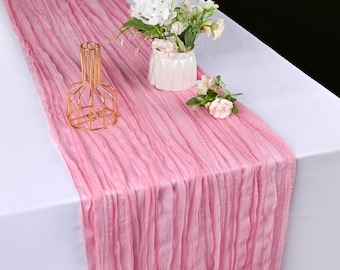 2 Pack Dusty Pink Cheesecloth Table Runners: 10FT Gauze Boho Decor