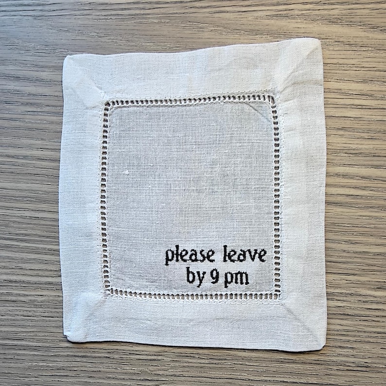TYCEmbroidery Linen Cocktail Napkins - Thumbnail 2