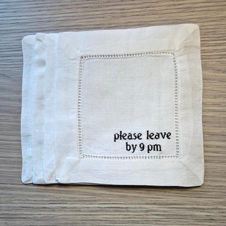 TYCEmbroidery Linen Cocktail Napkins