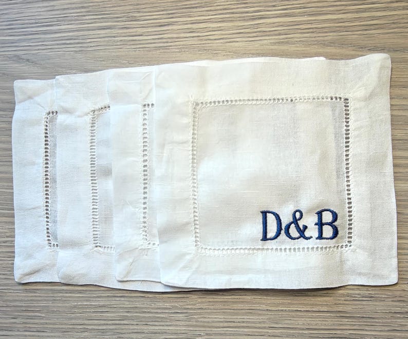 TYCEmbroidery Linen Cocktail Napkins - Thumbnail 2